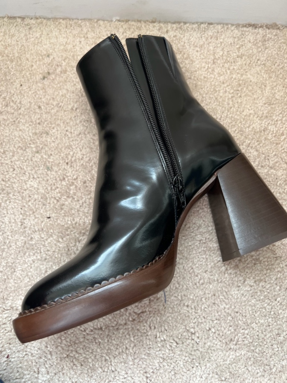 Sezane Kaia Patent Leather Platform Ankle Boots - Black - Picture 3 of 8